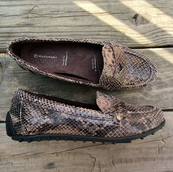 Rockport Embossed Snakeskin Loafers w/ adiprene by Adidas Women's Size 8 - Picture 1 of 13